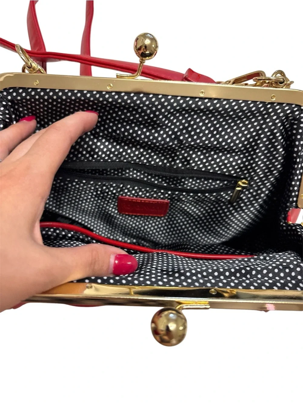Vintage Rockin Robin Red Bow Frame Bag